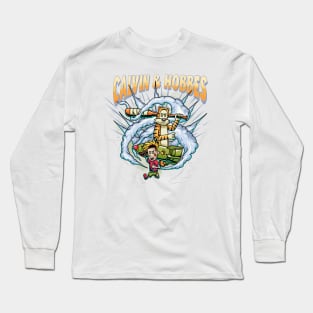 parody war calvin and hobbes carrying rocket Long Sleeve T-Shirt